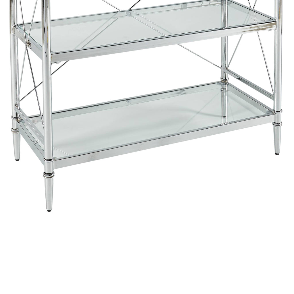 Chrome and Glass Floor Console H530