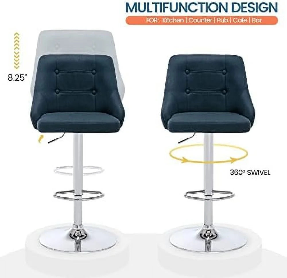 Adjustable Fabric Tufted Swivel Barstool with Back L5214