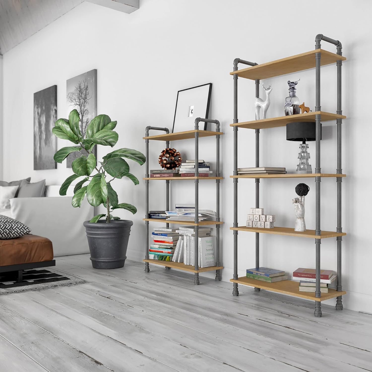 Natural 4-Tier Solid Pine Open Wood Bookcase D83359
