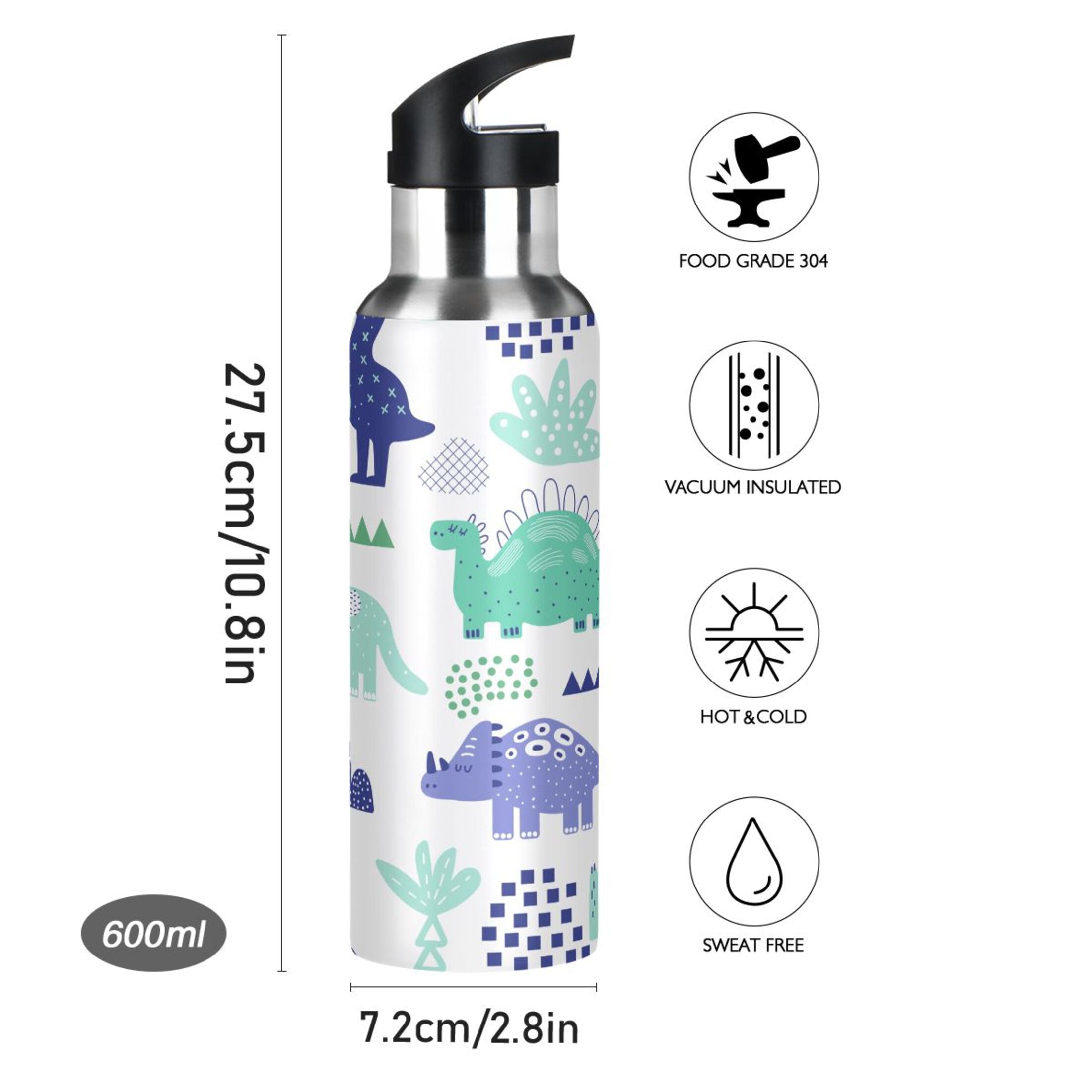 Stainless Steel Water Bottle with Straw Lid Vacuum Insulated 20 OZ Y214476