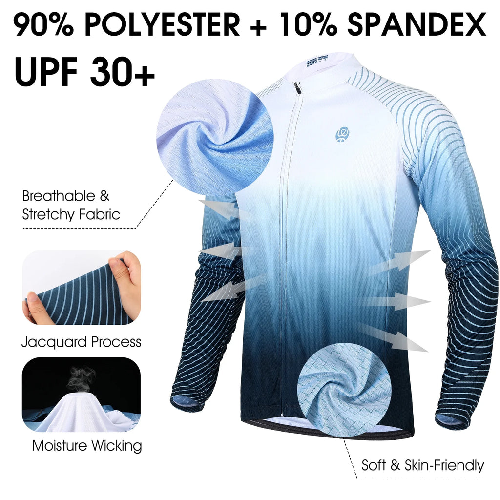 White Long-Sleeved Cycling Jersey J21203