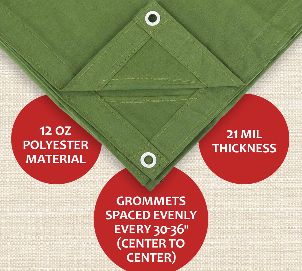 6' x 8' Green Canvas Tarp 12oz Water Resistant V69332
