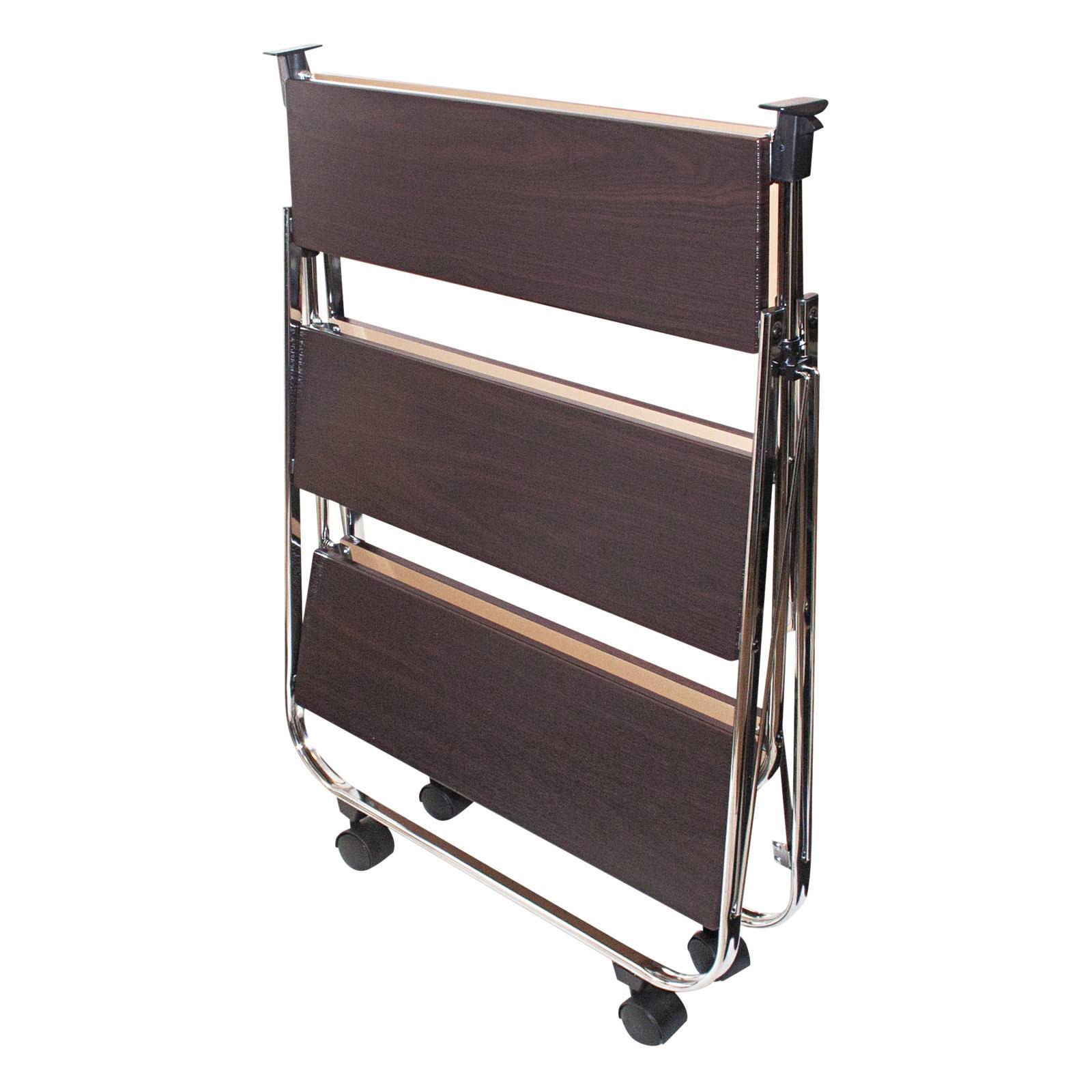 Click-N-Fold Utility Cart, 26 1/2W x 15 3/4d x 31 1/2h, Chrome/Brown D466959
