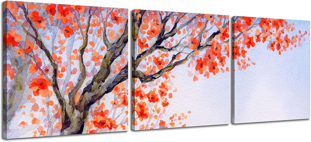 Red Plum Blossom Canvas Prints 3 Pcs Framed 16x16inches T271938