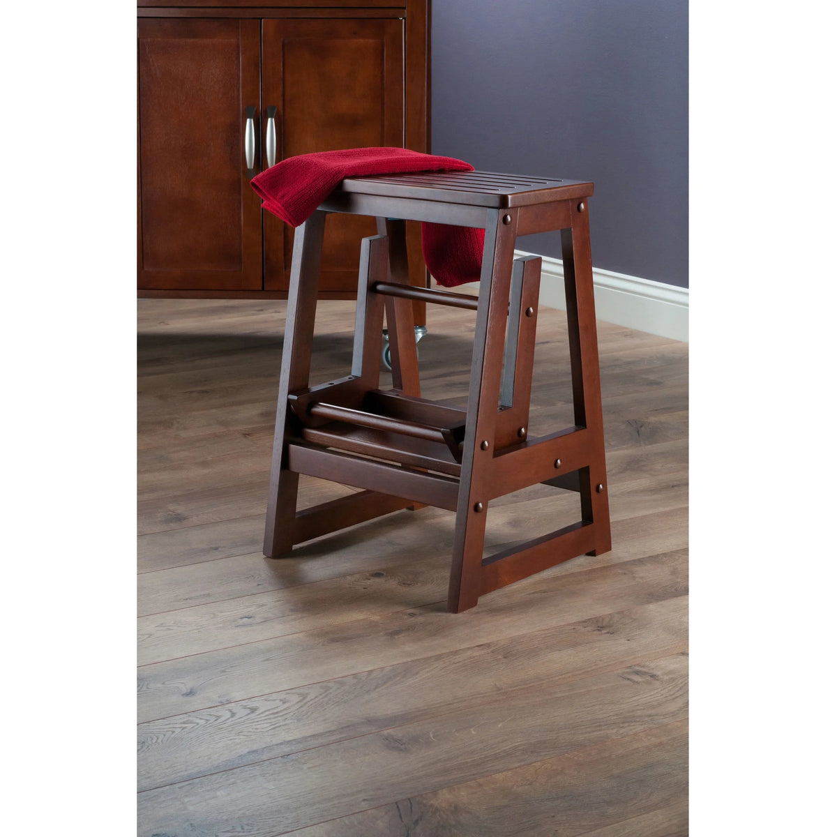 Walnut Finish Step Stool G8178