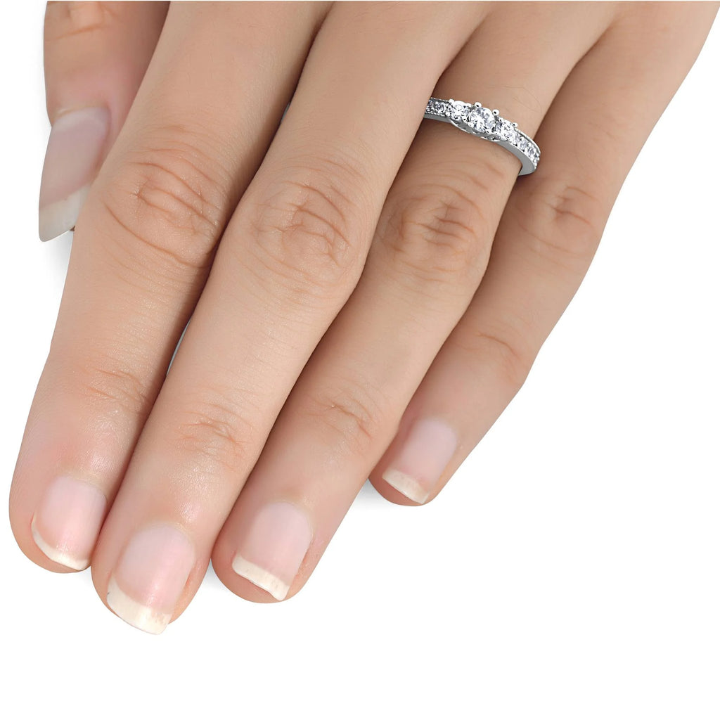 14K White Gold 3 Stone Diamond Ring J70848