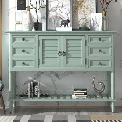 45'' Modern Console Table with 6 Drawers, 1 Cabinet and 1 Shelf, Wood A745804
