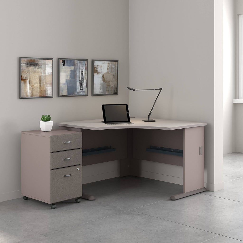 48 in. Corner Desk with Mobile File Cabinet - Pewter H322