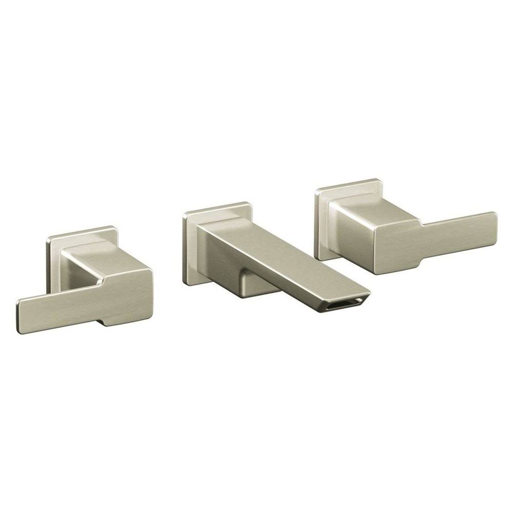 90 Degree Brushed Nickel Two-Handle Wall Mount Bathroom Faucet F42553
