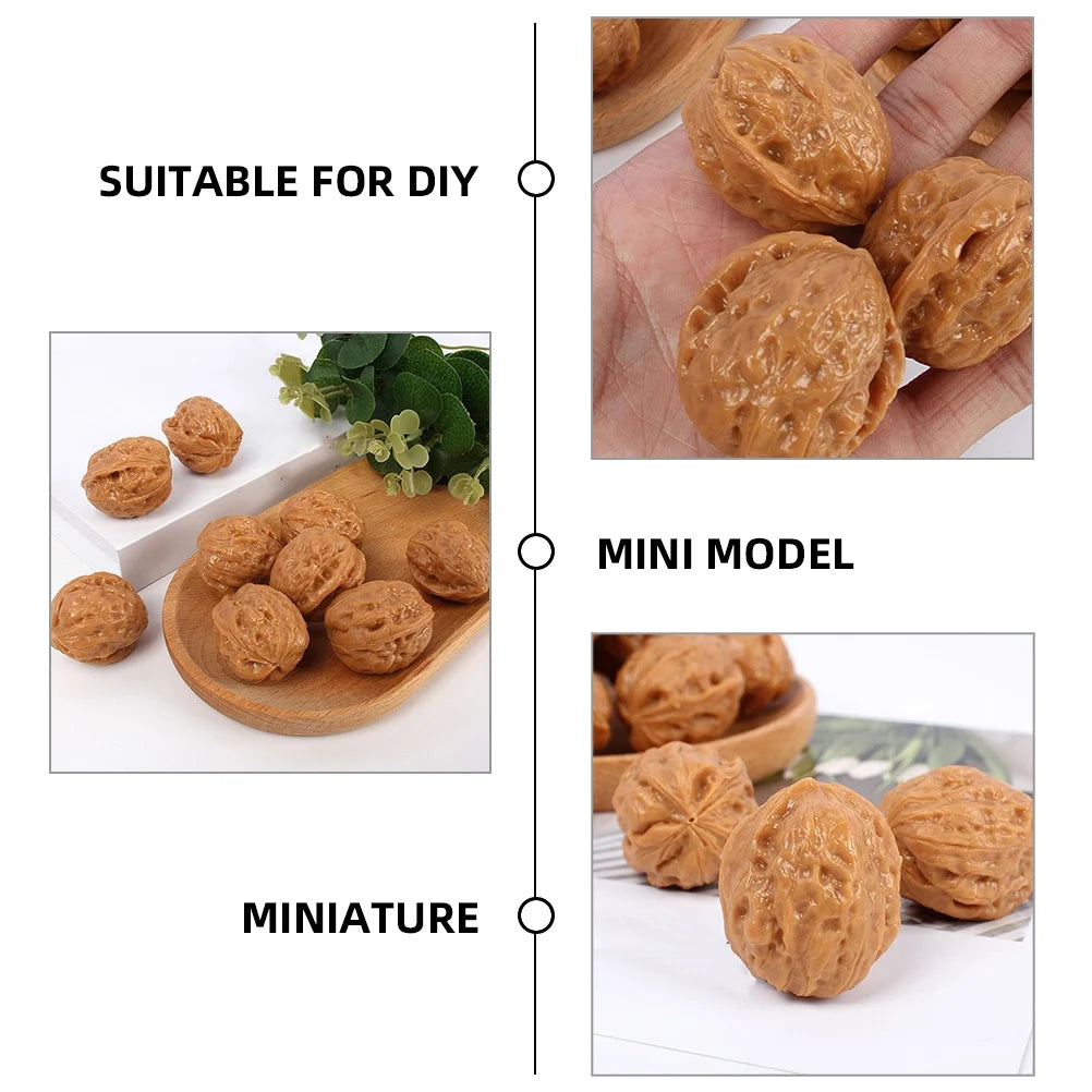 6 Pcs Miniature Doll House Artificial Walnuts Decorations T566