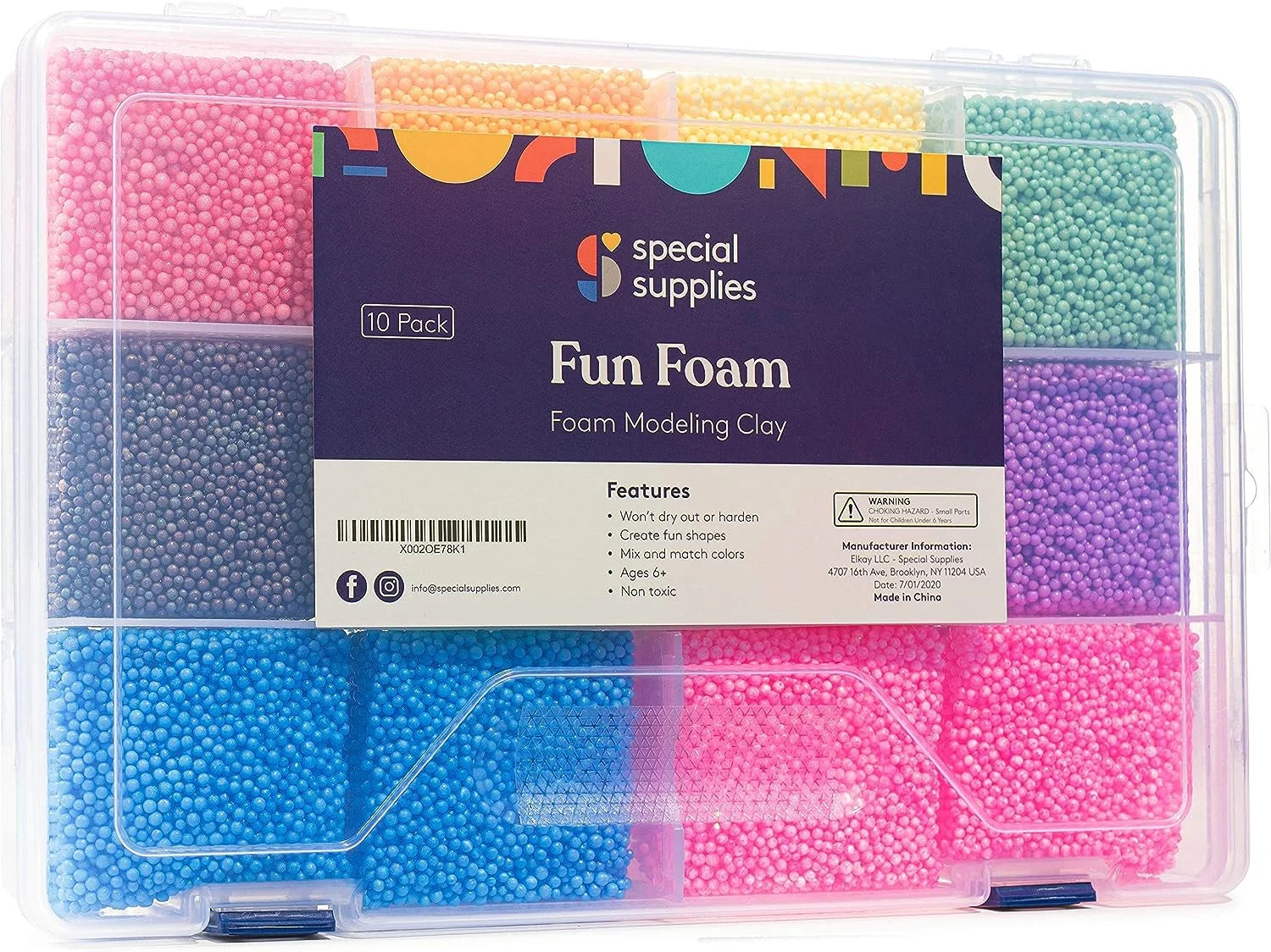 Fun Foam Modeling Foam Beads Play Kit, 12 Blocks Educational Clay for Arts Crafts Kindergarten Toys N76786