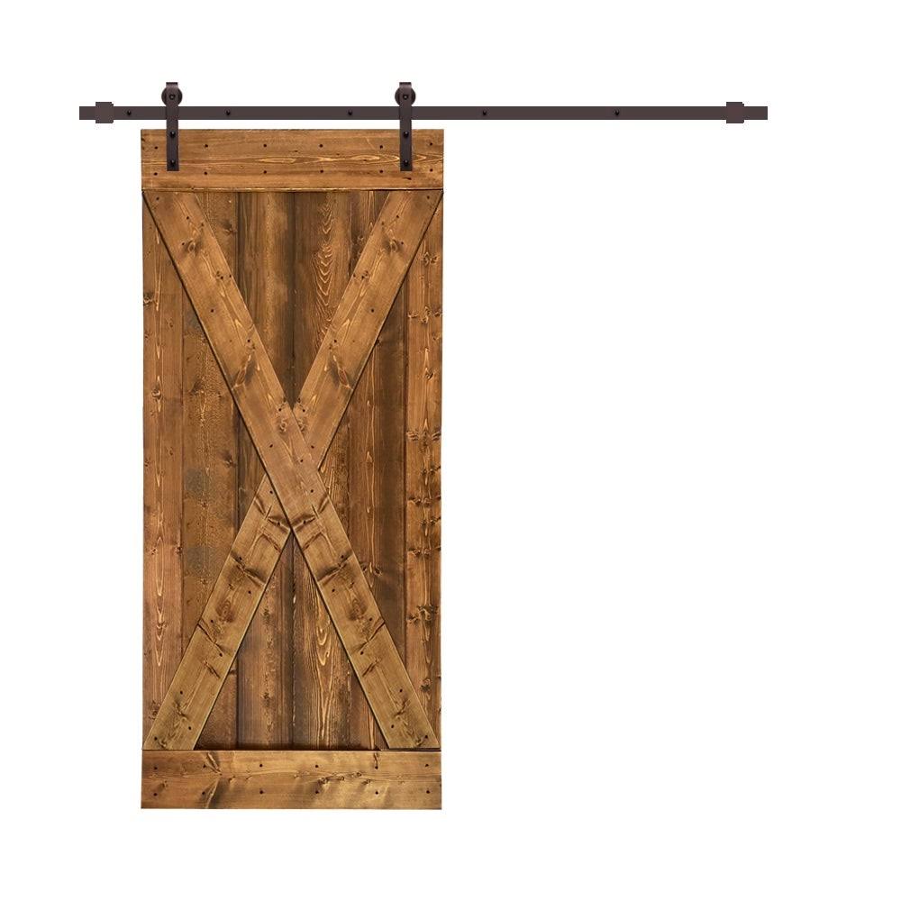 Weather Oak Stained Wood Interior Sliding Barn Door with Hardware Kit O268