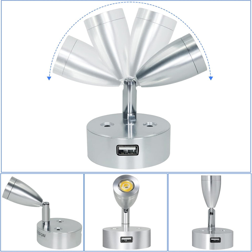4PCS DC12-24V LED Aluminum Dimmable Warm White Reading Lamp Z118687