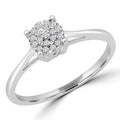 0.1 CTW Round Diamond Cluster Engagement Ring in 10K White Gold D746