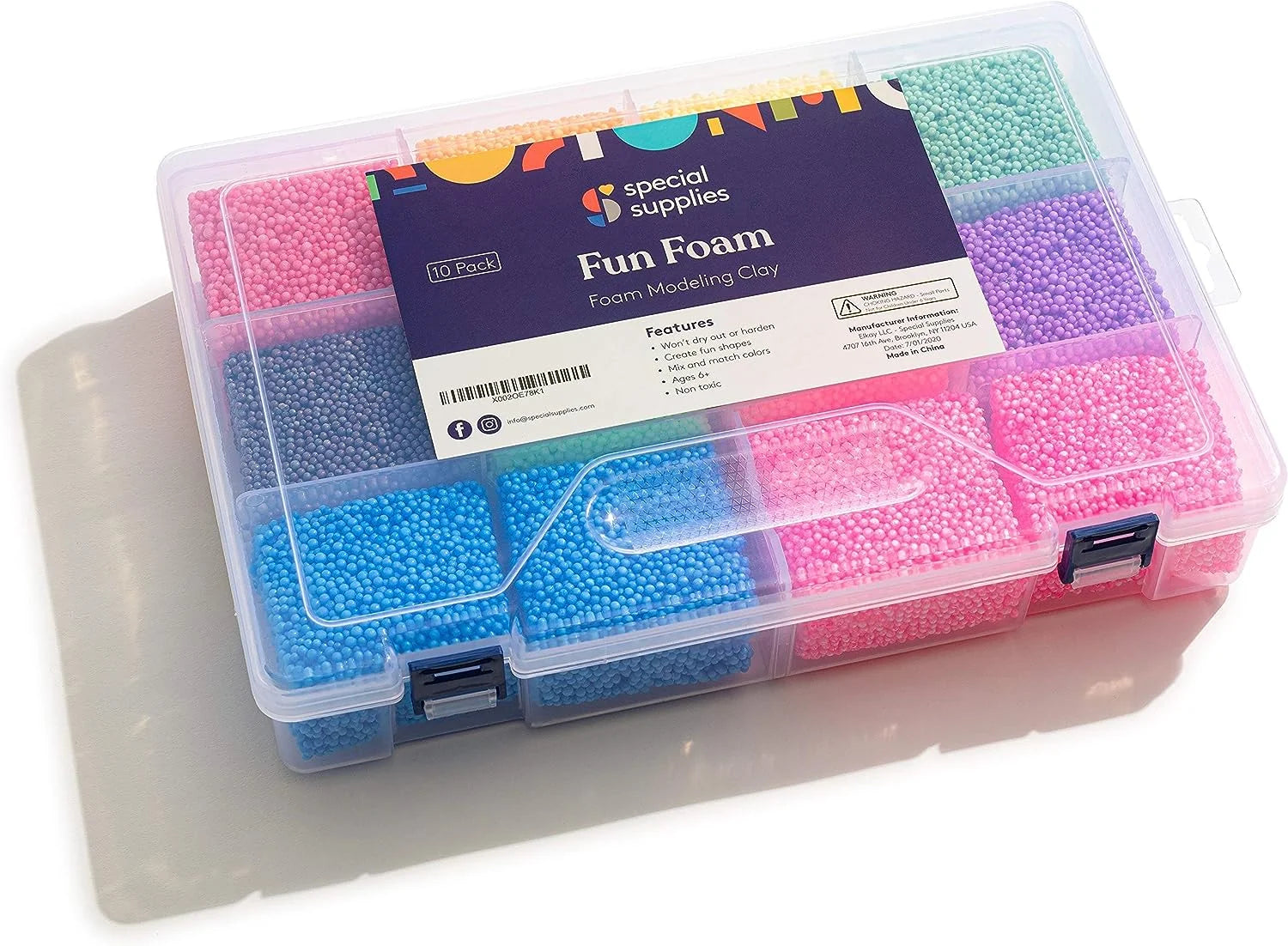 Fun Foam Modeling Foam Beads Play Kit, 12 Blocks Educational Clay for Arts Crafts Kindergarten Toys N76786