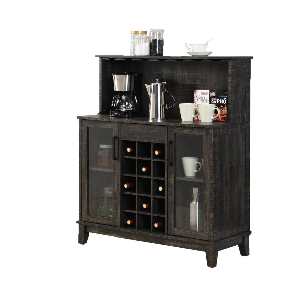 Charcoal Wine Bar Cabinet with Glass Doors M35619