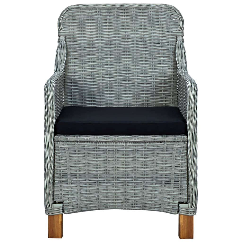 Gray Poly Rattan Patio Chairs with Cushions 2 pcs B167