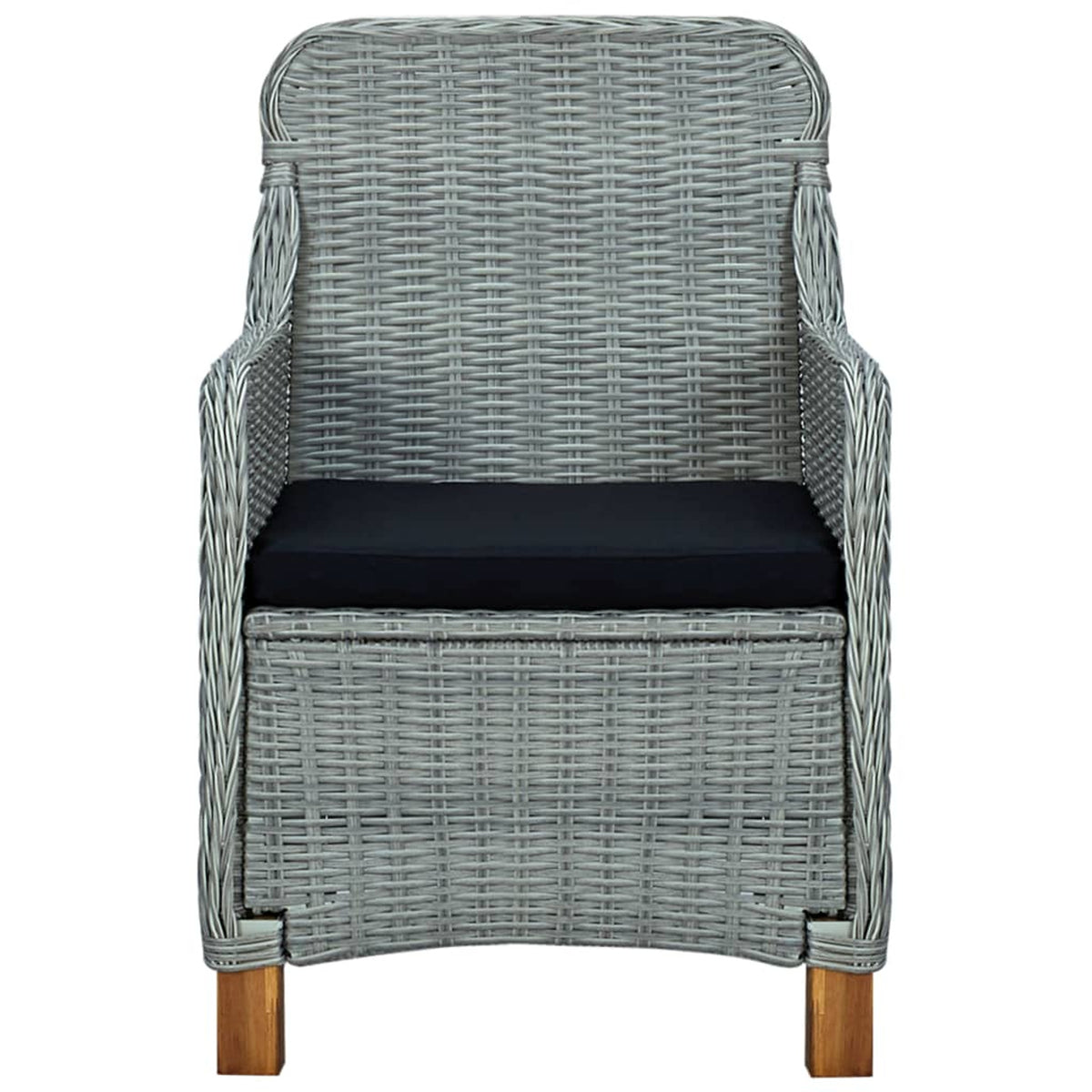 Gray Poly Rattan Patio Chairs with Cushions 2 pcs B167