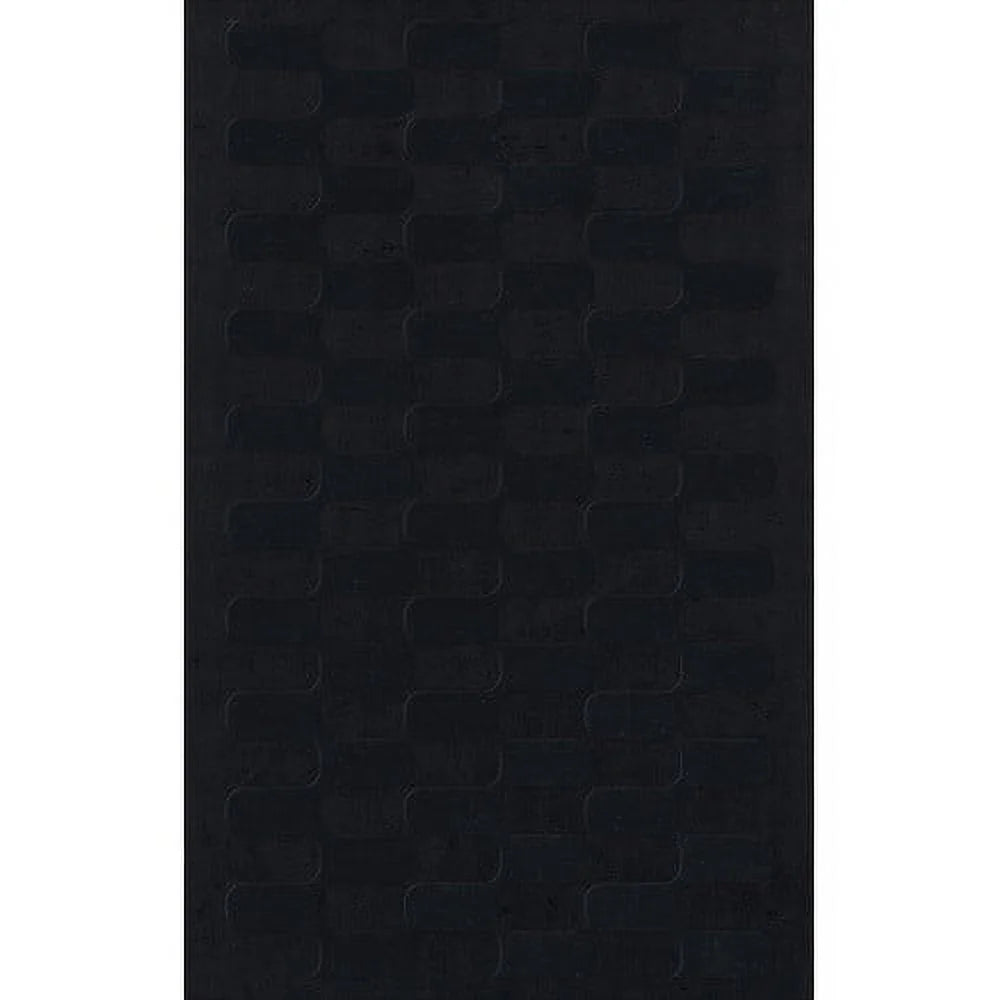 Black Grid Waves 10' x 14' Oval Area Rug N905301