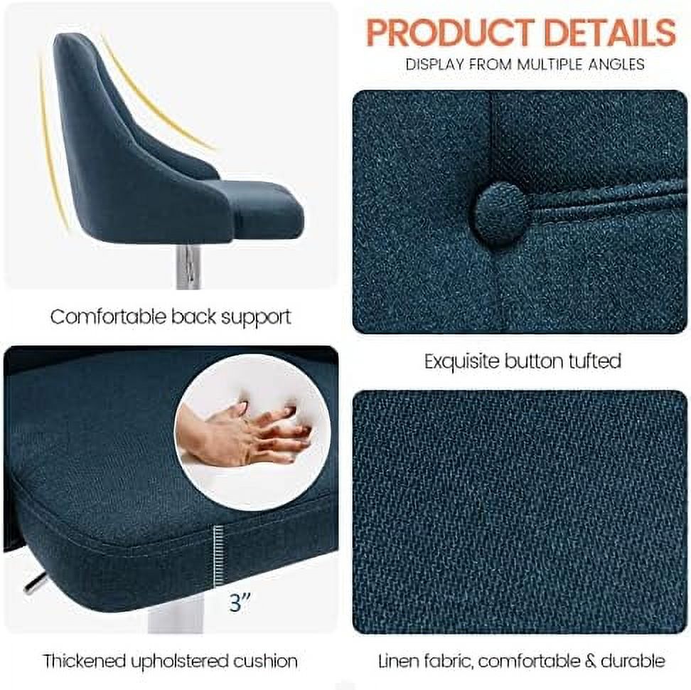 Adjustable Fabric Tufted Swivel Barstool with Back L5214