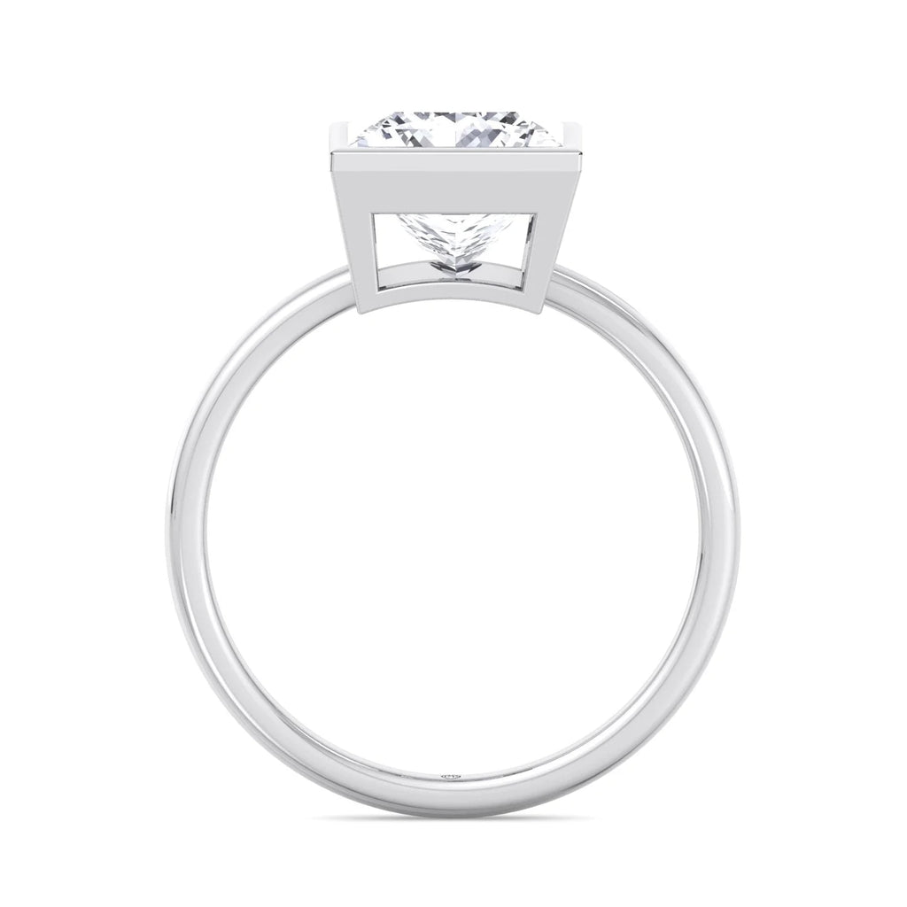 Moissanite Princess Cut Lab Diamond Bezel Set Engagement Ring N910
