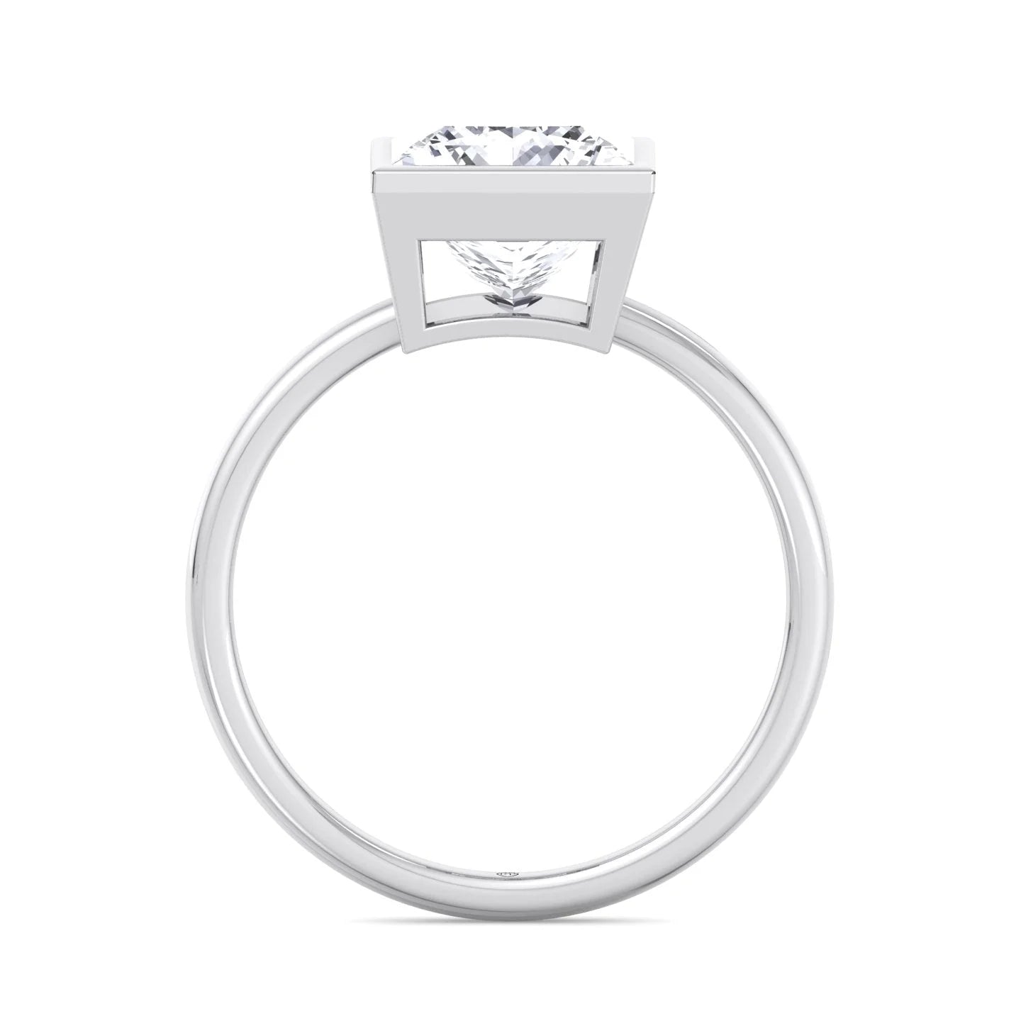 Moissanite Princess Cut Lab Diamond Bezel Set Engagement Ring N910