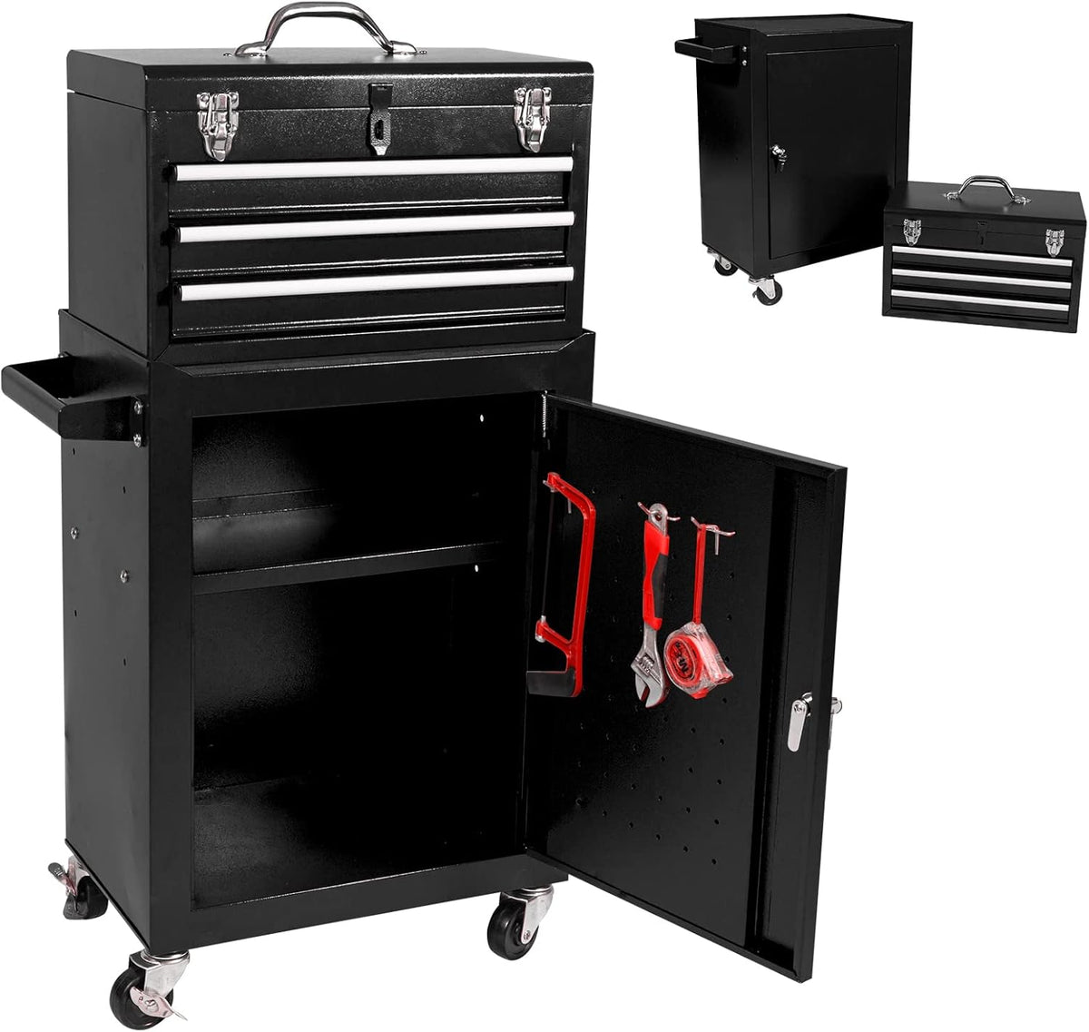 Large Capacity Rolling Lockable Tool Chest with 3 Drawers Z547