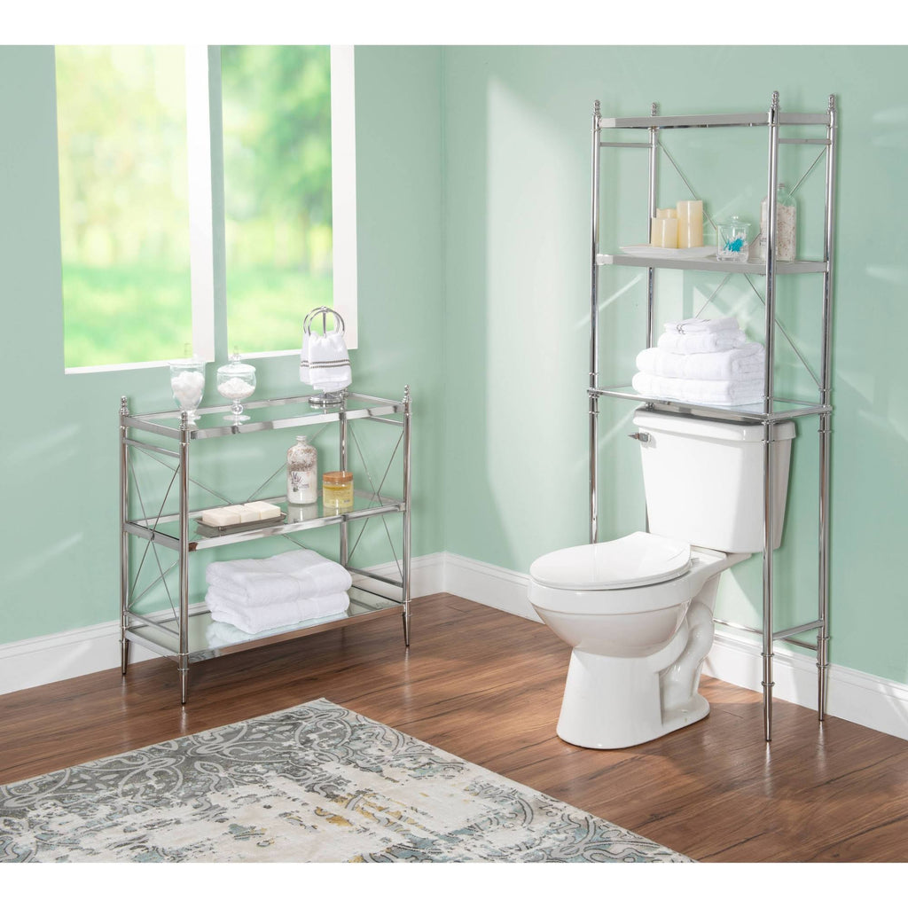 Chrome and Glass Floor Console H530