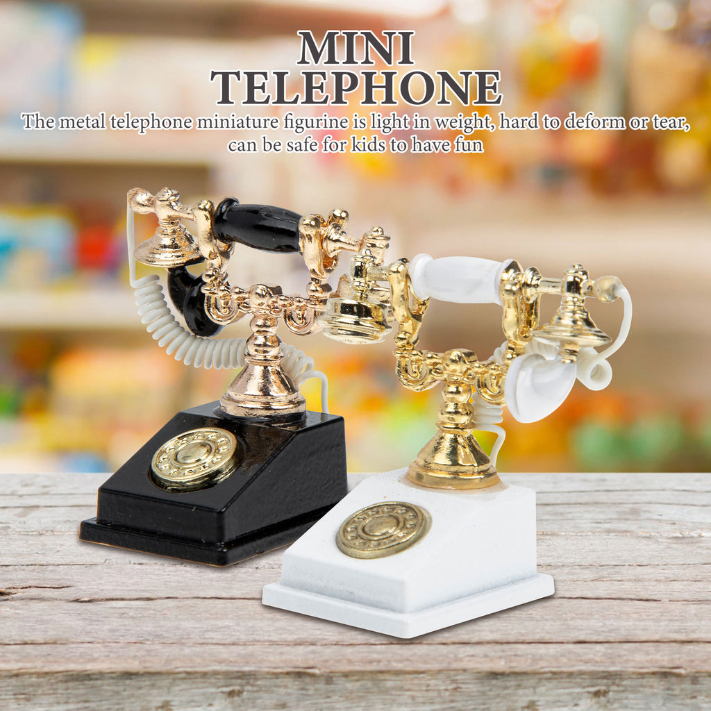 2pcs Retro Miniature Telephone Dollhouse Furniture Accessories D88825