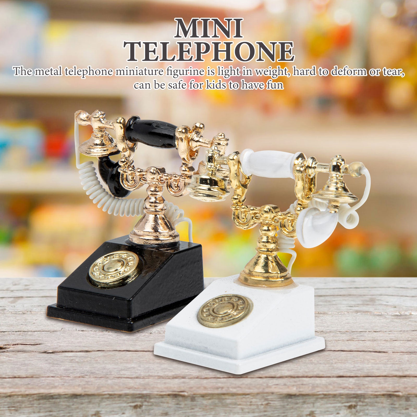 2pcs Retro Miniature Telephone Dollhouse Furniture Accessories D88825