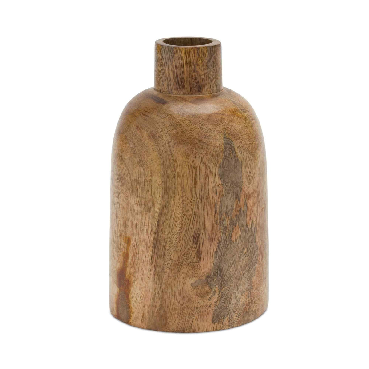 Set of 2 Brown Wooden Bottle Vases P1841