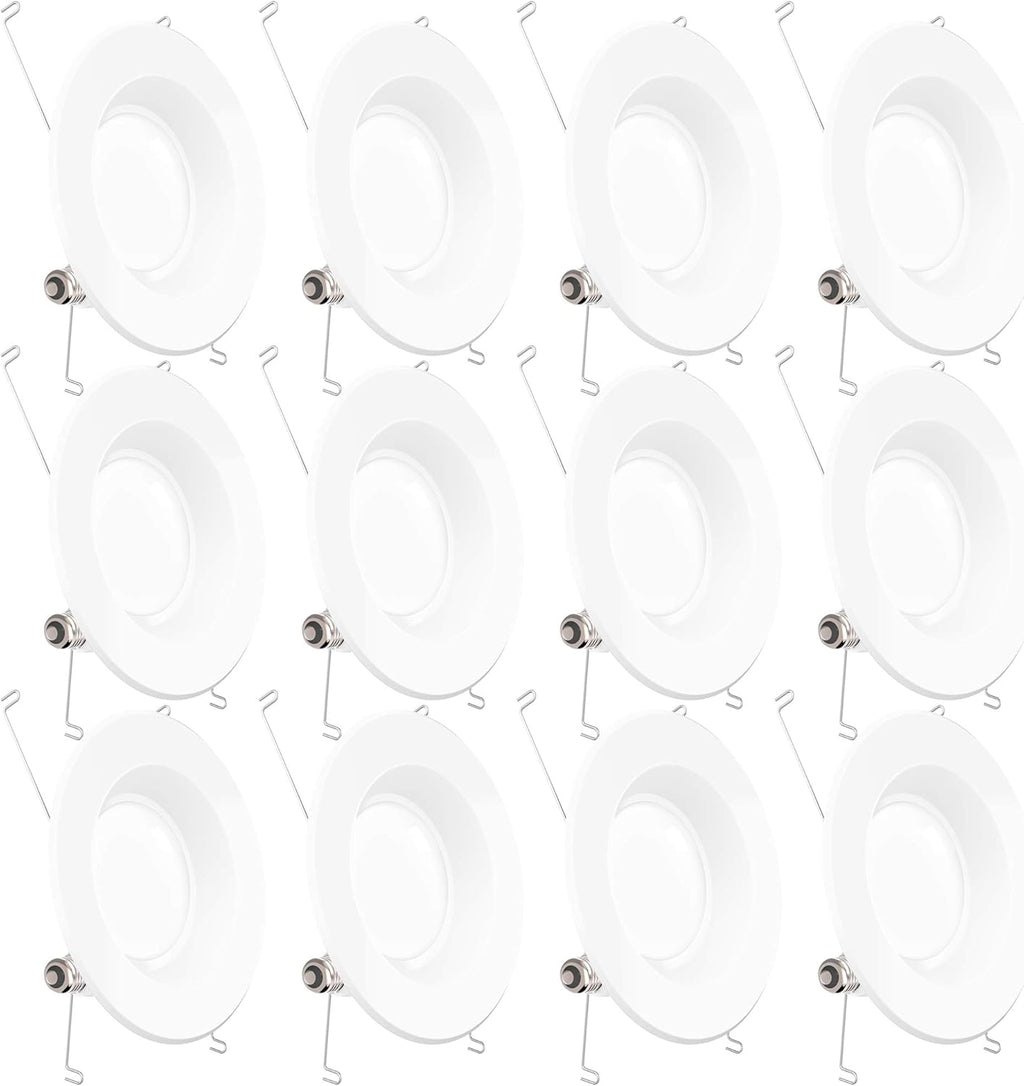 12 Pack 5/6 Inch LED Recessed Lighting, Smooth Trim, Dimmable, 2700K Soft White, 13W, 965 LM V654