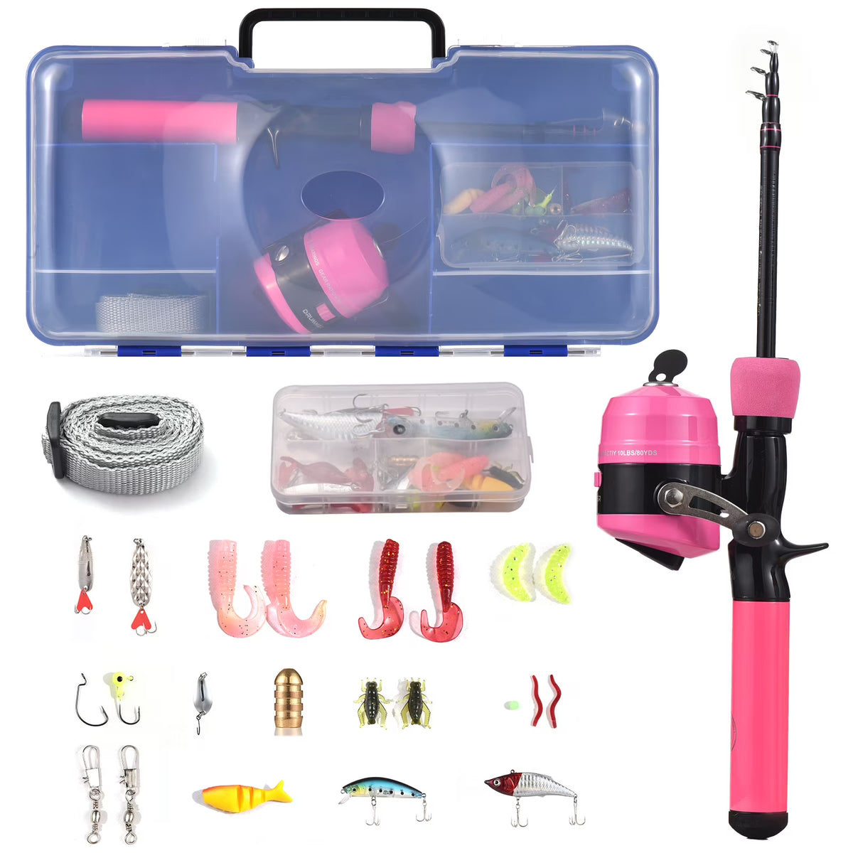 Fishing Pole and Reel Set with Tackle Box Q798