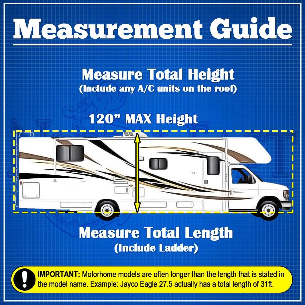 Waterproof RV Fifth Wheel Cover Fits Length 35'-37' Feet Travel Trailer Camper Zippered Panels O721854