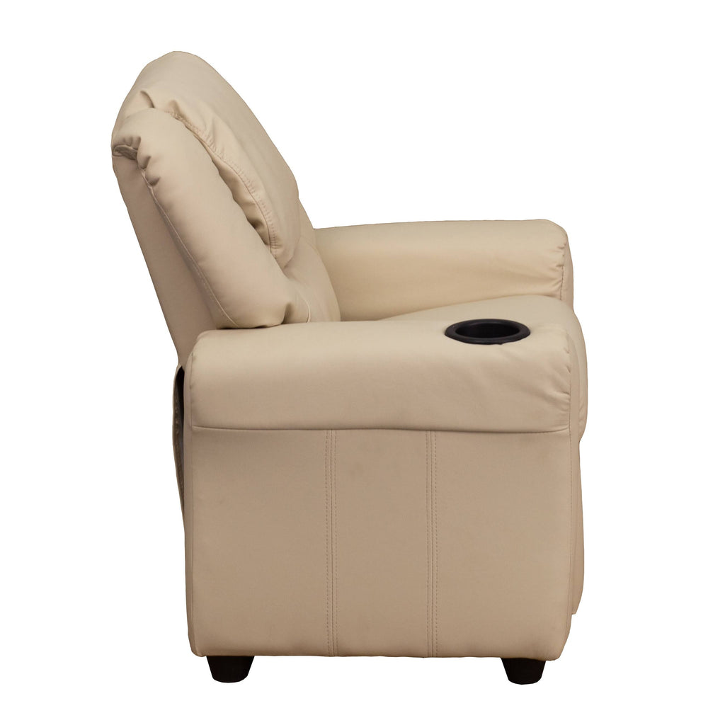 Turquoise Vinyl Kids Recliner with Cup Holder and Headrest K7732