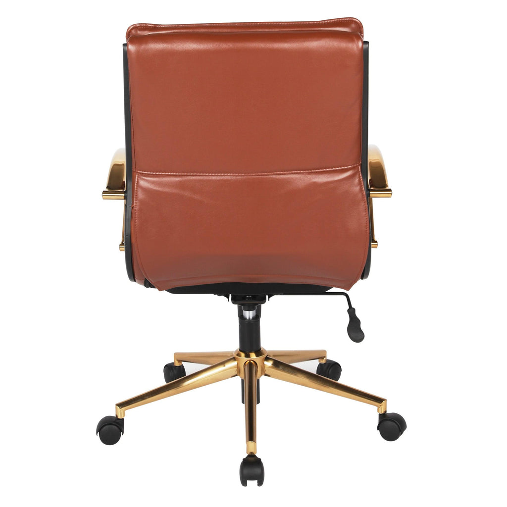 Navy Faux Leather Mid-Back Chair with Gold F7690