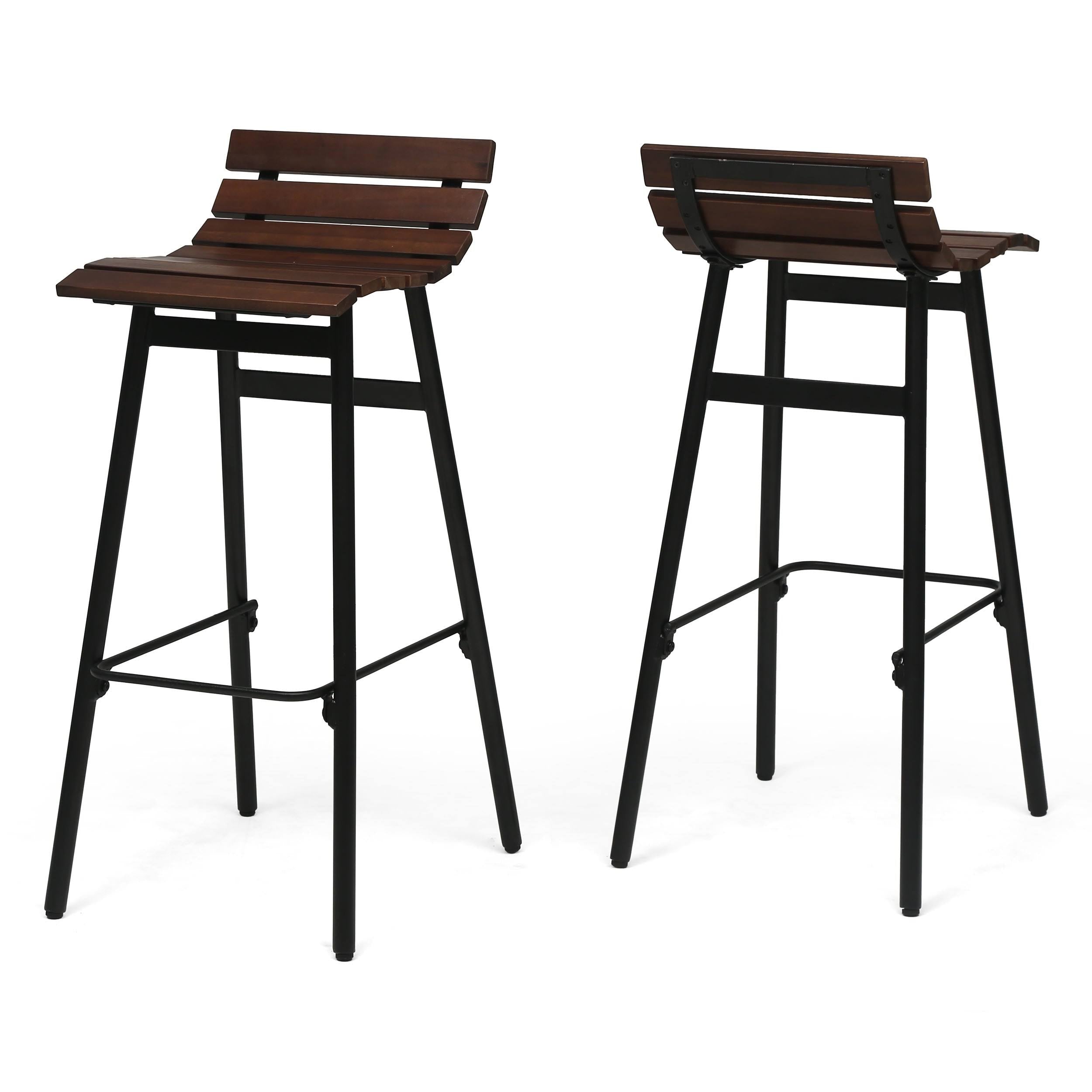 Set of 2 Wooden Barstool Dark Brown B34247
