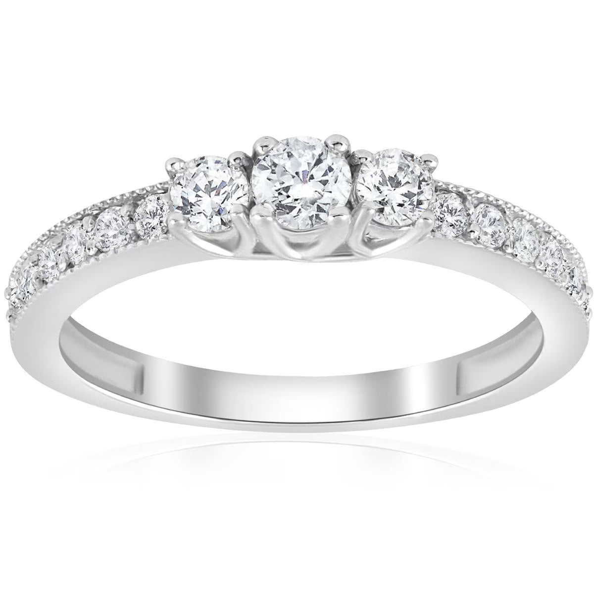 14K White Gold 3 Stone Diamond Ring J70848