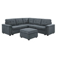 Gray Woven Fabric 6-Seater Sectional Sofa with Ottoman C3216