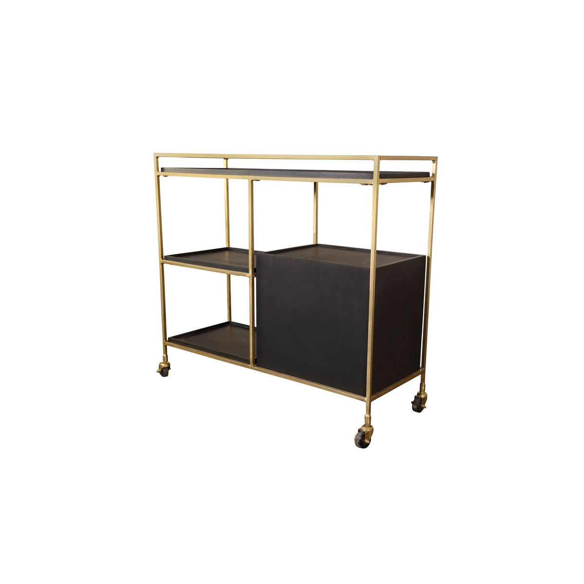 Black 3 Shelf 2 Door Cabinet Bar Cart A1408