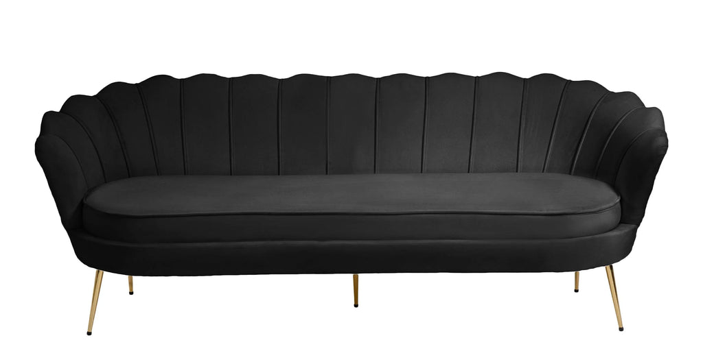 Black Velvet Channel Tufted Sofa F16524