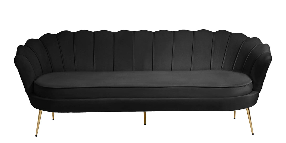 Black Velvet Channel Tufted Sofa F16524