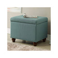 Turquoise/Blue Linen Storage Ottoman N270