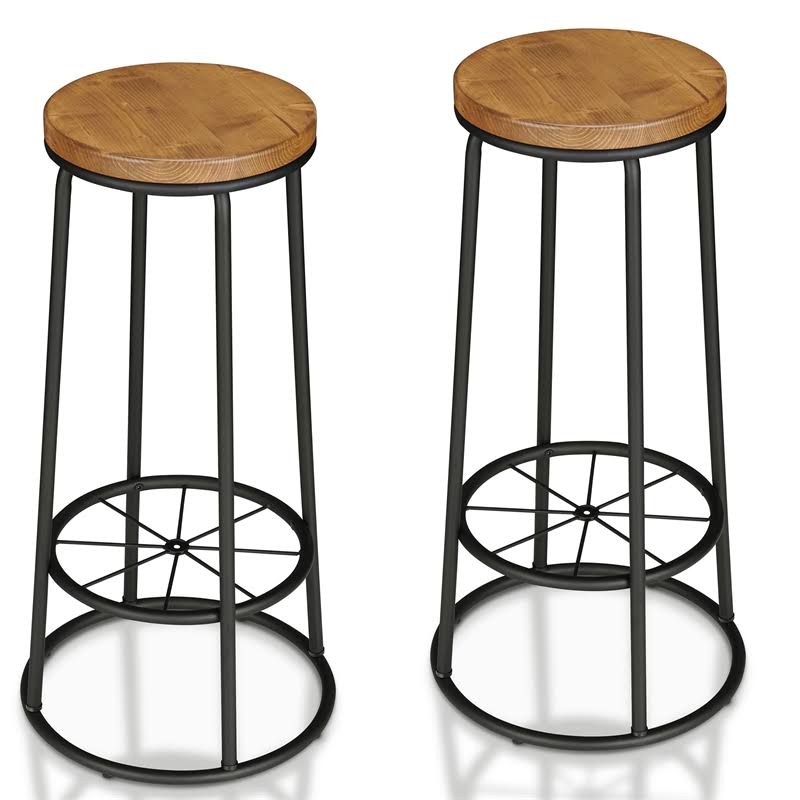 Metal Frame Bar Stool in Warm Oak (Set of 2) X953426