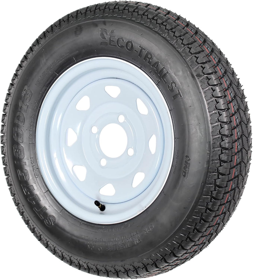 2-Pk Trailer Tire Rim ST175/80D13 13 in. Load C 4 Lug White Spoke Wheel D70016