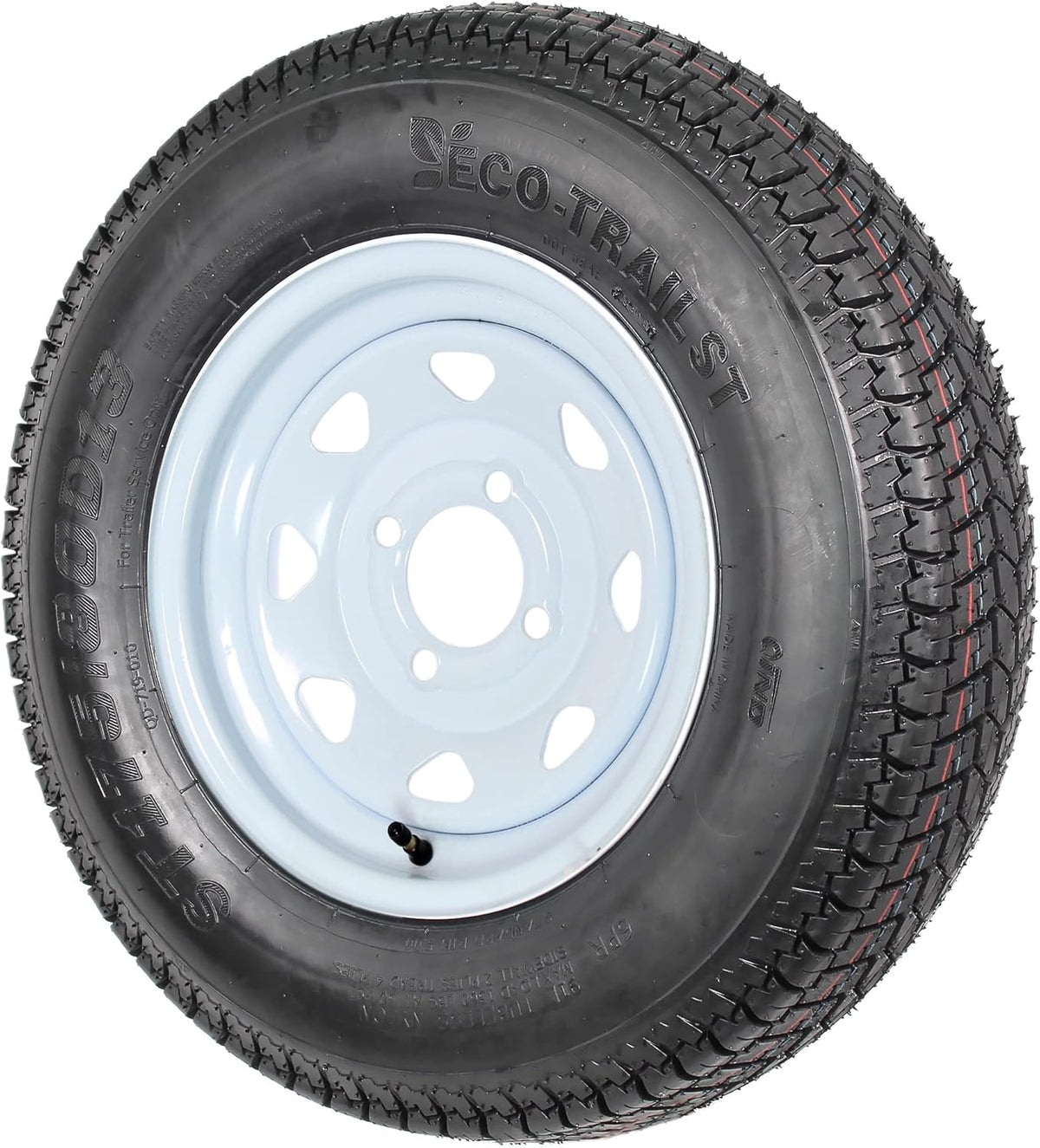 2-Pk Trailer Tire Rim ST175/80D13 13 in. Load C 4 Lug White Spoke Wheel D70016