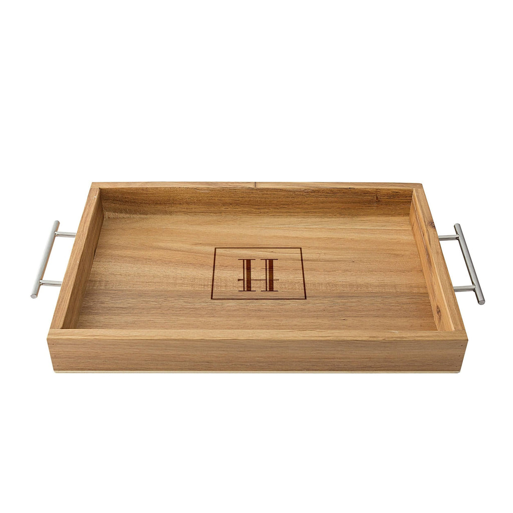 Acacia Tray with Metal Handles Y5050