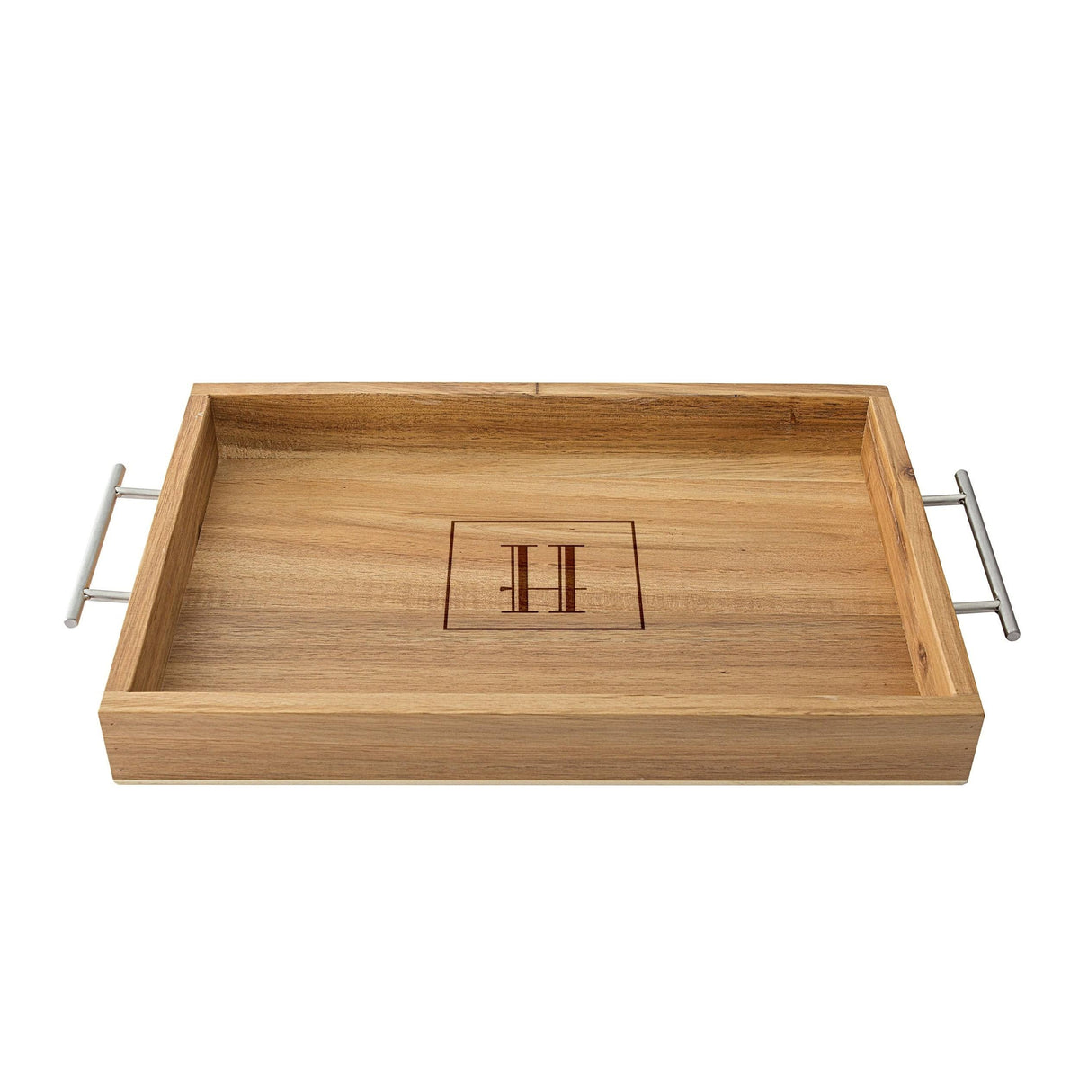 Acacia Tray with Metal Handles Y5050