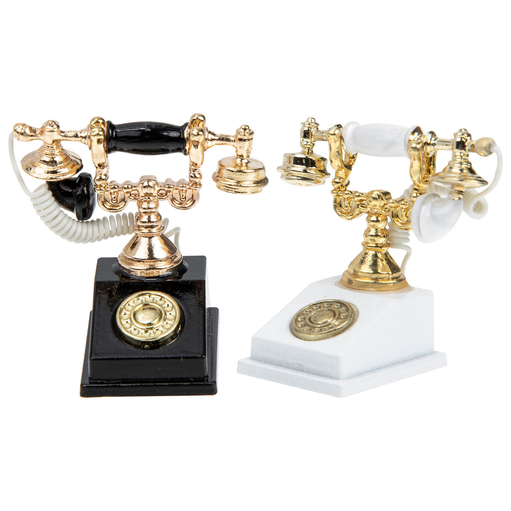 2pcs Retro Miniature Telephone Dollhouse Furniture Accessories D88825