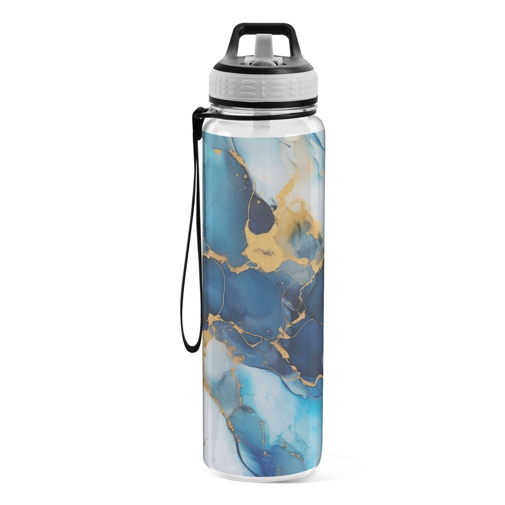 Blue and Golden Marble 32oz Tritan Water Bottles with Straw P321